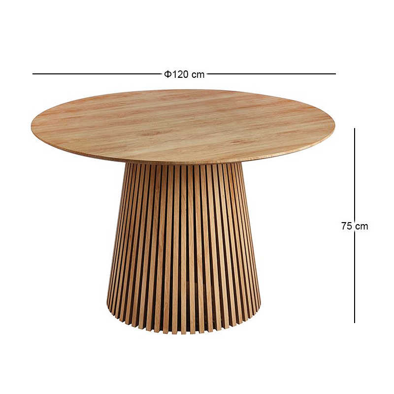 RIM-II Round Dining Table D.120x75cm MDF Natural