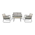 ROCCO Set (4pcs) Metal Beige/Rope Wicker Beige/Cushions Beige