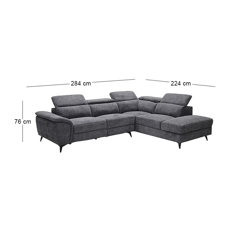 ROMEO Right Facing Corner-Relax Sofa, Grey Fabric