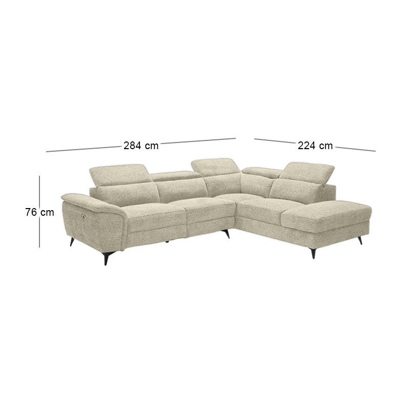 ROMEO Right Facing Corner-Relax Sofa, Beige Fabric