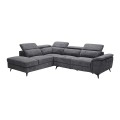 ROMEO Left Facing Corner-Relax Sofa, Grey Fabric