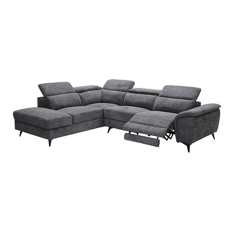 ROMEO Left Facing Corner-Relax Sofa, Grey Fabric