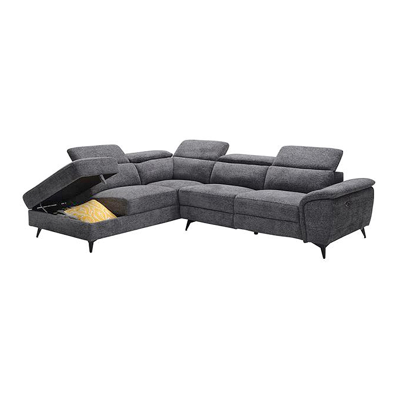 ROMEO Left Facing Corner-Relax Sofa, Grey Fabric