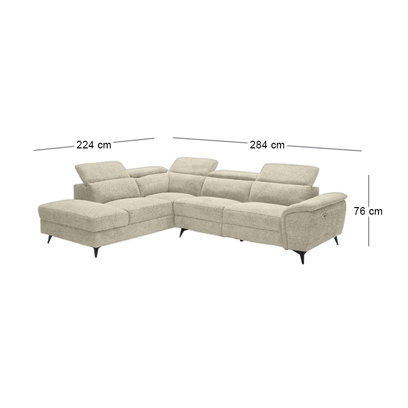 ROMEO Left Facing Corner-Relax Sofa, Beige Fabric