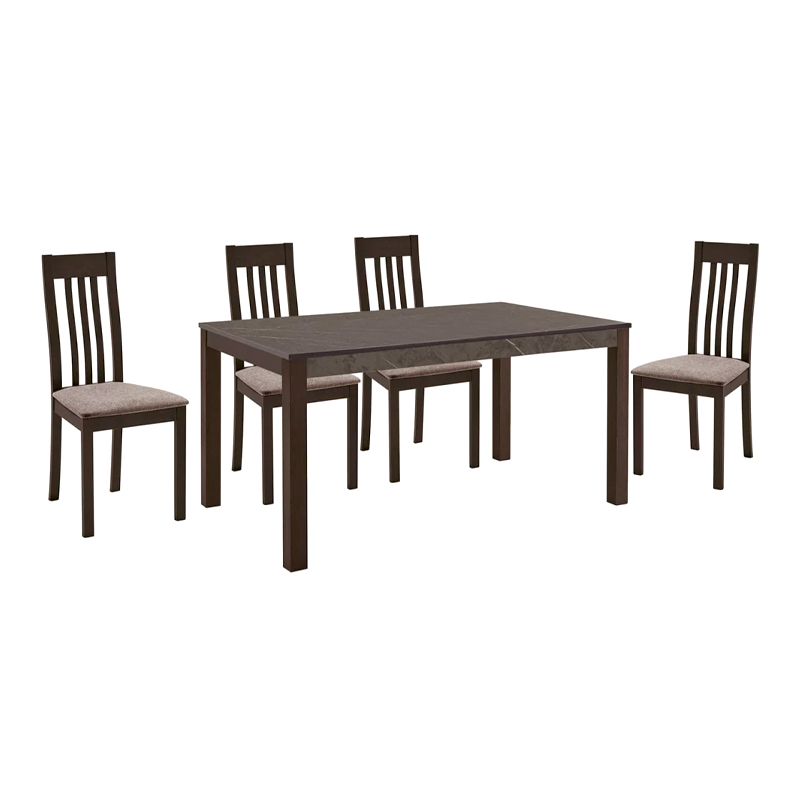 SABINIO Set (1+4) Dark Walnut/Fabric Camel/Melamine Greystone