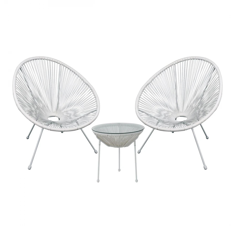 Καθιστικό κήπου ACAPULCO SET από rattan σε χρώμα λευκό 73x76x89εκ. 