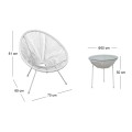Καθιστικό κήπου ACAPULCO SET από rattan σε χρώμα λευκό 73x76x89εκ. 