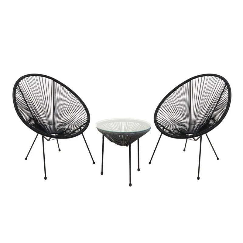 Καθιστικό κήπου ACAPULCO SET από rattan σε χρώμα μαύρο 73x76x89εκ. 