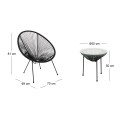 Καθιστικό κήπου ACAPULCO SET από rattan σε χρώμα μαύρο 73x76x89εκ. 
