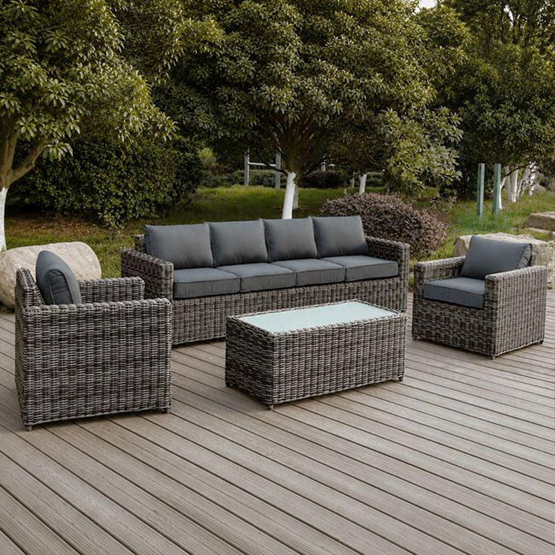 ARIZONA Set-4s Grey/Brown Wicker (Cushions Anthracite)