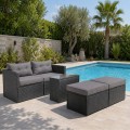 JAKARTA Set K/D Multifunctional (5pcs) Metal, Wicker Black, Cushions Grey