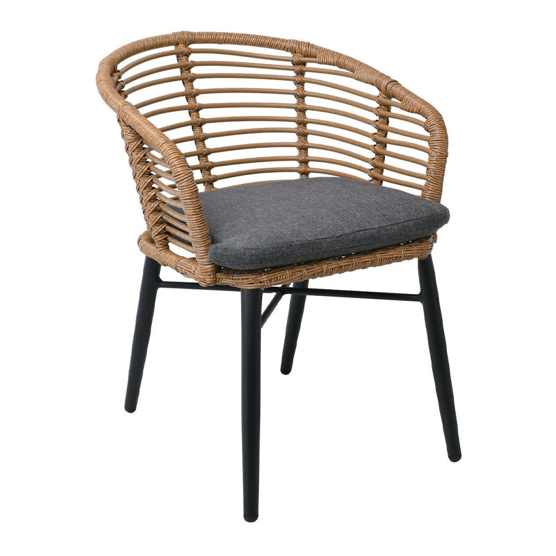 Salsa Alu Stack Πολυθρ. Στοιβαζόμενη Μαύρη/wicker Φυσικό, Μαξ.γκρι