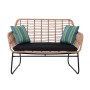 SALSA 2-seat Sofa Black Metal/Natural Wicker, Cushion Black