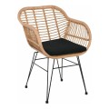 SALSA Armchair Steel Black/Wicker Natural, Cushion Black