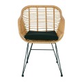 SALSA Armchair Steel Black/Wicker Natural, Cushion Black
