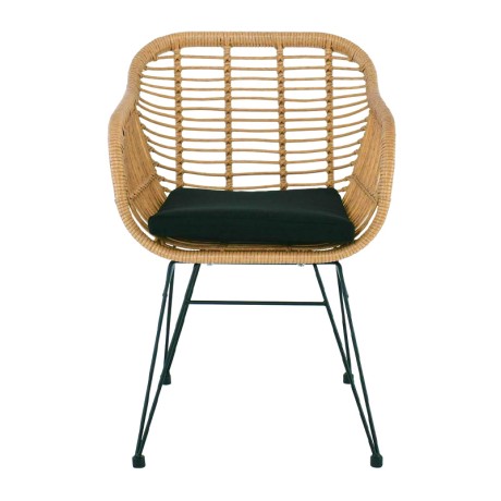 Πολυθρόνα κήπου Salsa μεταλλική - wicker χρώμα φυσικό 56x61x85εκ.