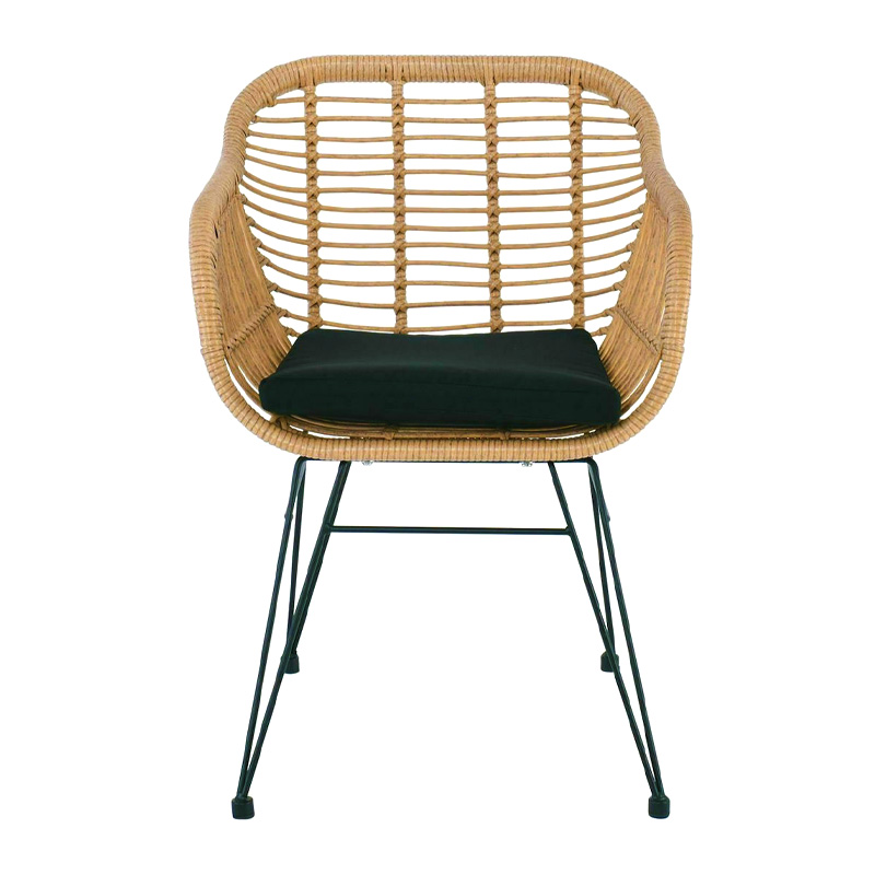 SALSA Armchair Steel Black/Wicker Natural, Cushion Black