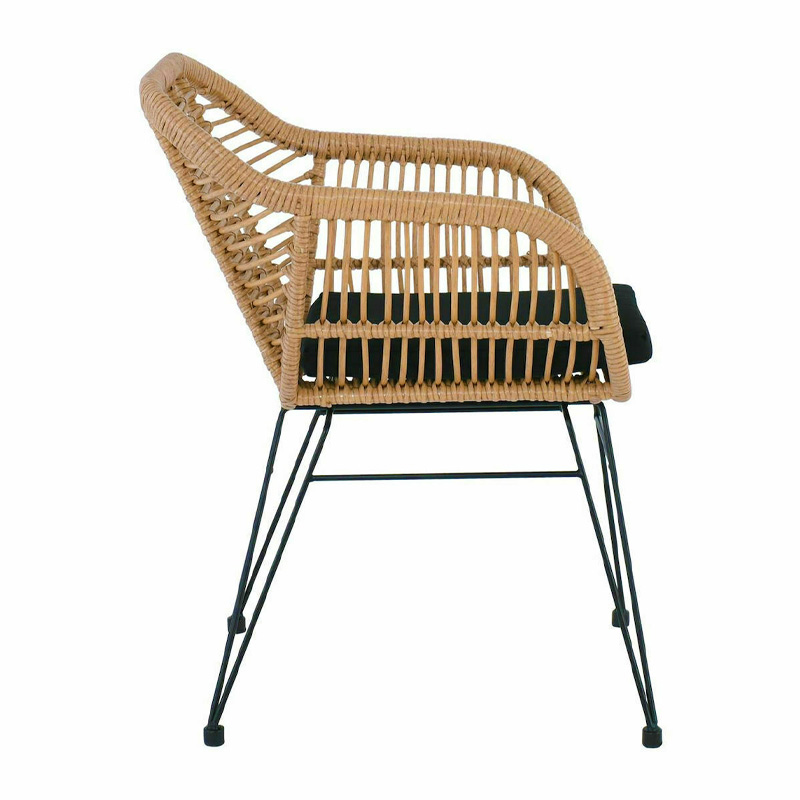 SALSA Armchair Steel Black/Wicker Natural, Cushion Black
