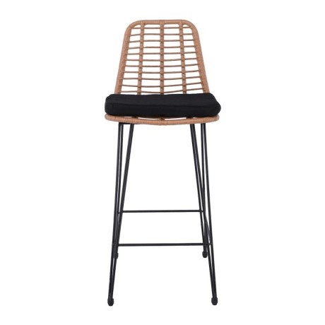 Σκαμπό μπαρ Salsa Pro μέταλλο μαύρο - wicker φυσικό με μαξιλάρι 45x55x113εκ.