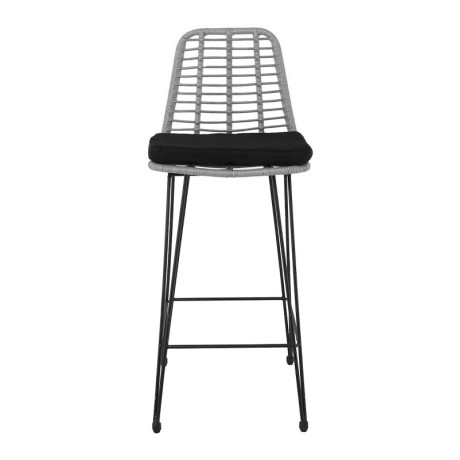 Σκαμπό μπαρ Salsa Pro μέταλλο μαύρο - wicker γκρι με μαξιλάρι 45x55x113εκ.