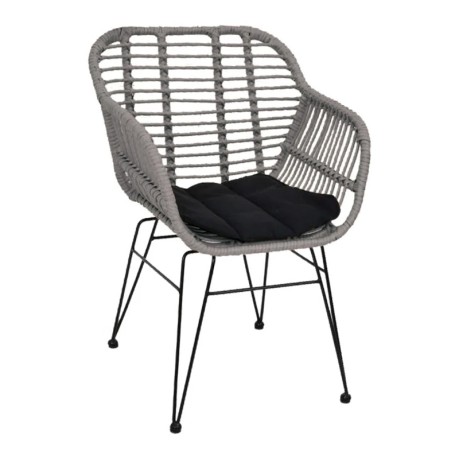 Πολυθρόνα κήπου Salsa - W μεταλλική - wicker χρώμα γκρι 55x56x82εκ.