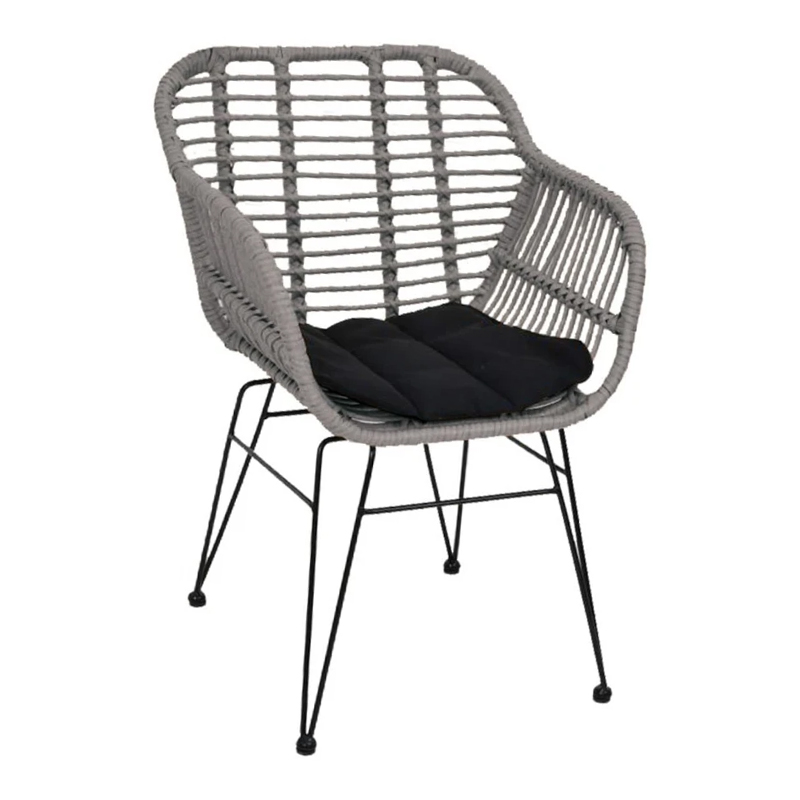 SALSA-W Πολυθρ.Μεταλ.Μαύρη/Wicker Γκρι, Μαξ.Μαύρο