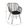 SALSA-W Πολυθρ.Μεταλ.Μαύρη/Wicker Γκρι, Μαξ.Μαύρο