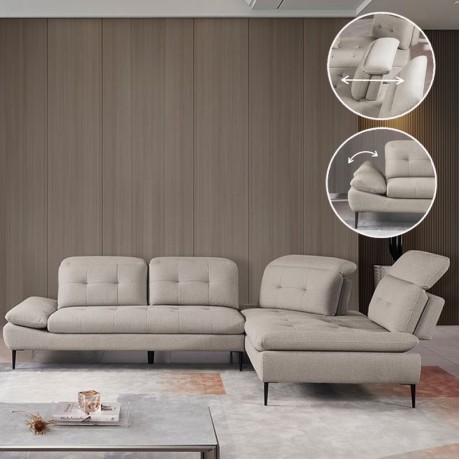 SELBY Right Facing Corner Sofa Fabric Beige