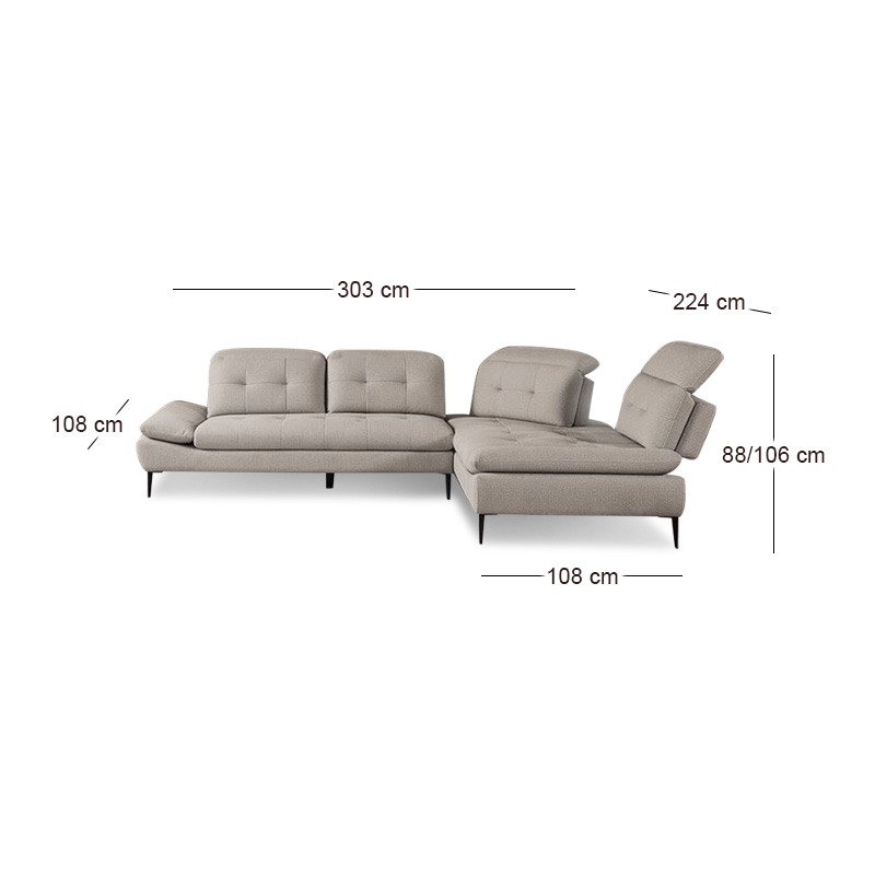 SELBY Right Facing Corner Sofa Fabric Beige