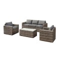 ARIZONA Set-3s Grey/Brown Wicker (Cushions Anthracite)
