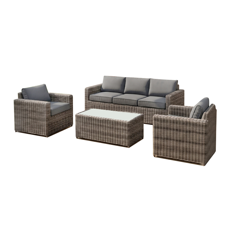 ARIZONA Set-3s Grey/Brown Wicker (Cushions Anthracite)