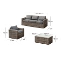 ARIZONA Set-3s Grey/Brown Wicker (Cushions Anthracite)