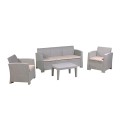 SAVANNA Set K/D (Table+3-Seat Sofa+2 Armchairs) PP-UV Sand Grey/Cushions Beige