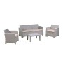 SAVANNA Set K/D (Table+3-Seat Sofa+2 Armchairs) PP-UV Sand Grey/Cushions Beige
