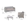 SAVANNA Set K/D (Table+3-Seat Sofa+2 Armchairs) PP-UV Sand Grey/Cushions Beige