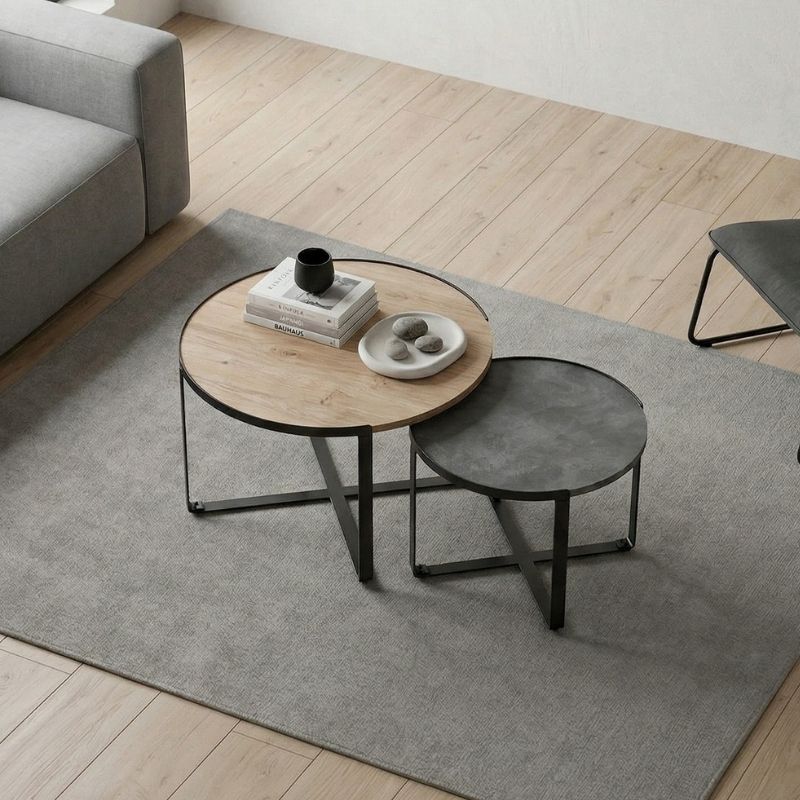 Davis Megapap metallic - melamine coffee tables in sonoma - anthracite color 70x69x46cm.