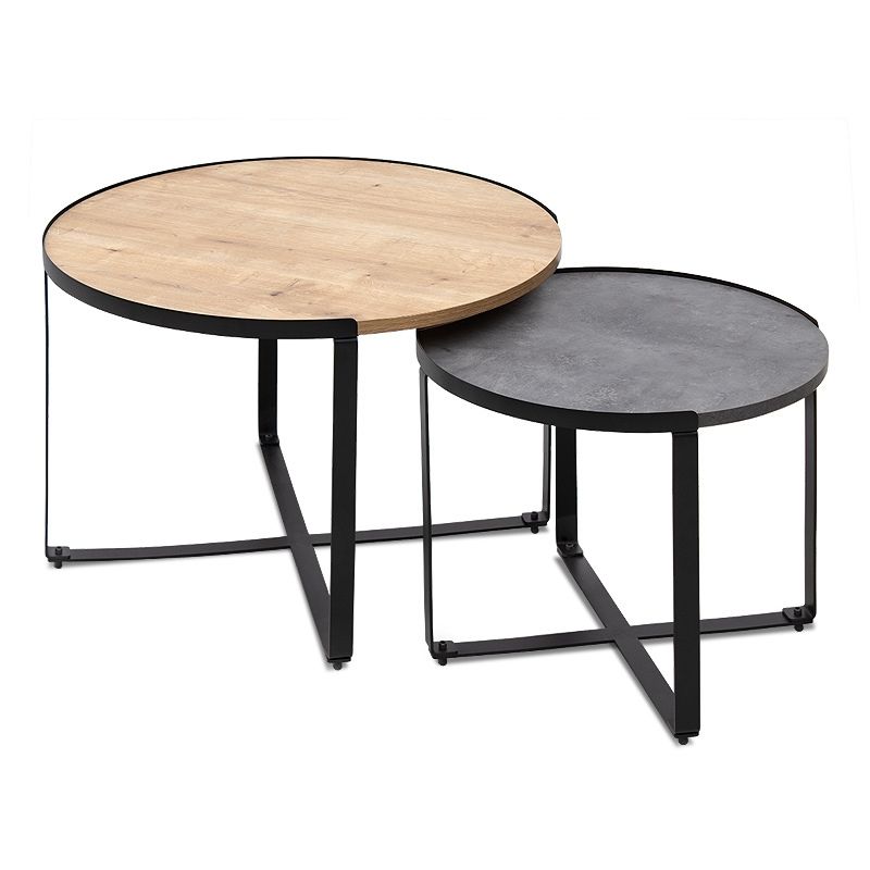 Davis Megapap metallic - melamine coffee tables in sonoma - anthracite color 70x69x46cm.