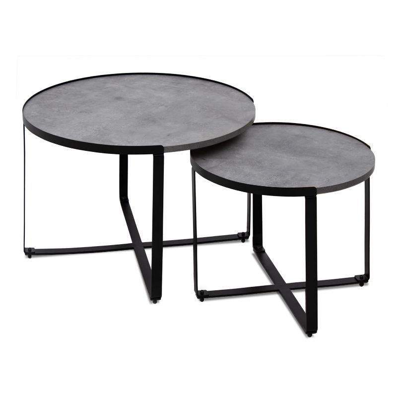 Davis Megapap metallic - melamine coffee tables in beton grey color 70x69x46cm.