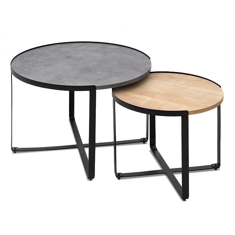 Davis Megapap metallic - melamine coffee tables in sonoma - anthracite color 70x69x46cm.