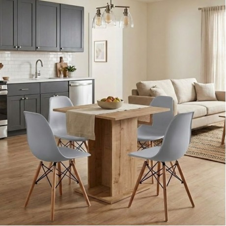 Dining room set 5pcs Allos - Nova Megapap sapphire oak color - grey 75x75x77cm.