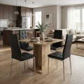 Dining room set 5pcs Allos - Rosa Megapap sapphire oak color - black 75x75x77cm.