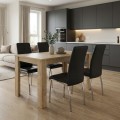 Dining room set 5pcs Darlen - Alma Megapap sapphire oak color - black 125x72x74cm.
