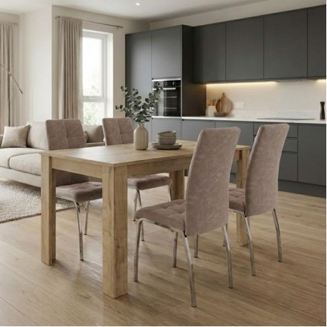 Dining room set 5pcs Darlen - Alma Megapap sapphire oak color - beige 125x72x74cm.