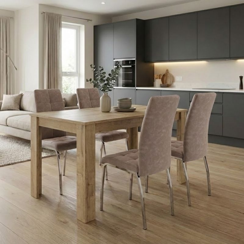 Dining room set 5pcs Darlen - Alma Megapap sapphire oak color - beige 125x72x74cm.