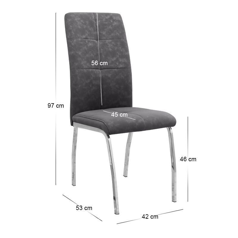 Dining room set 5pcs Darlen - Alma Megapap sencron black color - grey 125x72x74cm.