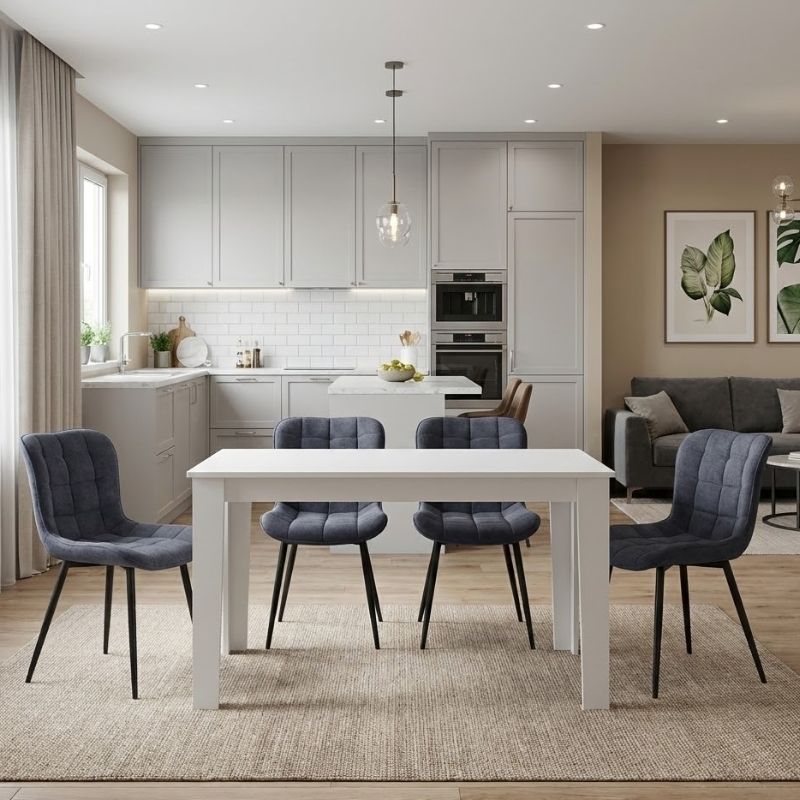 Dining room set 5pcs Darlen - Chiara Megapap white color - anthracite 125x72x74cm.