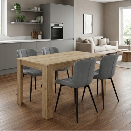 Σετ τραπεζαρία 5τμχ Darlen - Chiara Megapap χρώμα sapphire oak - γκρι 125x72x74εκ.