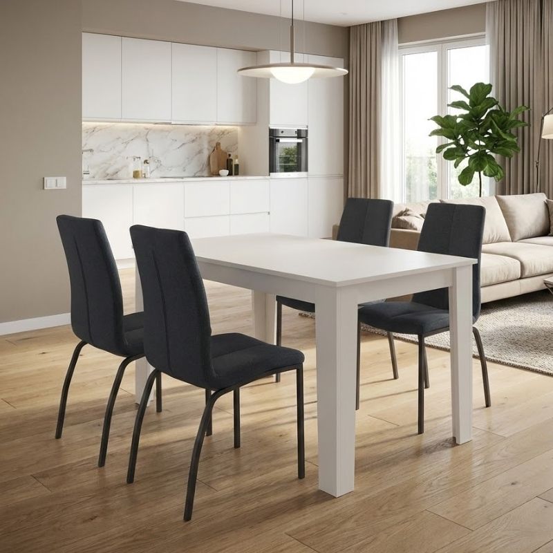 Dining room set 5pcs Darlen - Fina Megapap white color - anthracite 125x72x74cm.