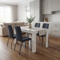 Dining room set 5pcs Darlen - Fina Megapap white marble color - anthracite 125x72x74cm.