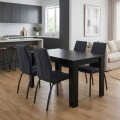Dining room set 5pcs Darlen - Fina Megapap sencron black color - anthracite 125x72x74cm.